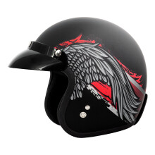 VCAN V85C 3/4 open motorhelm DOT goedgekeurd (matzwart Phoenix groot)