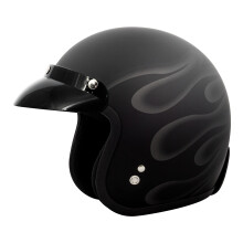 VCAN V85C 3/4 open motorhelm DOT goedgekeurd (matzwarte Ghost Flame Medium)