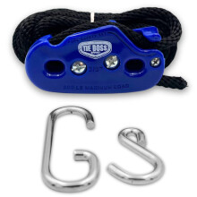 Tie Boss - 3/8 tums tunga (300 lbs arbetsbelastningsgrns) vderbestndig tdragningssystem fr bindningsrep (med 15 fot rep) - bl (bl)