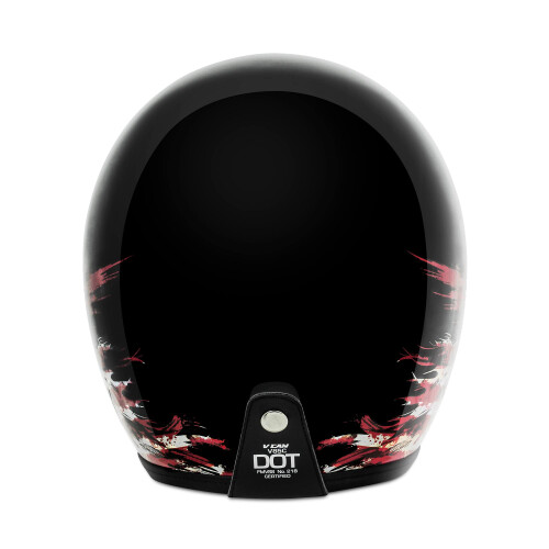 VCAN V85C 3/4 Open Face motorcykelhjelm DOT godkendt (glans sort flag Small) 2