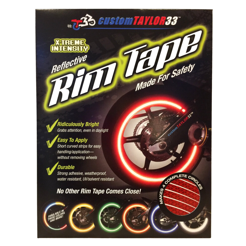 Customtaylor33 High Intensity Grade Reflective Copyrighted Safety Rim Tapes - (Must Select Your Rim Size) (10"""" (Tire Size For Standing E-Scoote Red 657795586082