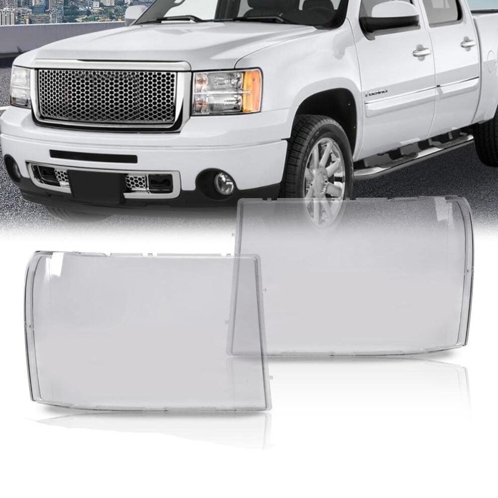 Pit66 Headlight Lens Cover Compatible With 20072013 Gmc Sierra 1500 2500Hd 3500Hd Clear 749355928323