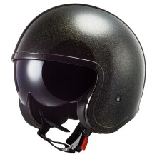 LS2-helmen Spitfire Disco-helm met open gezicht (glanzend zwart/goudvlokken - groot)