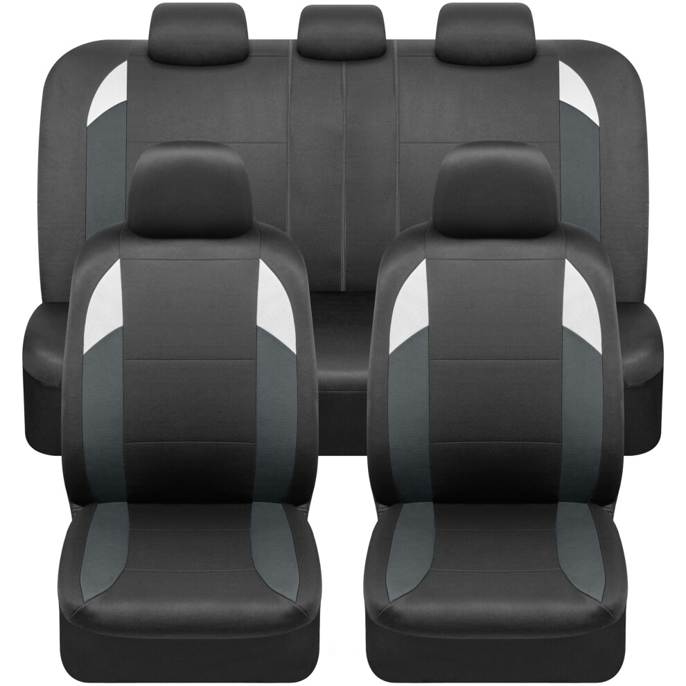 Bdk Carxs Monaco Seat Covers For Cars Full Set Tritone Front With Split Rear Bench Back Seat Cover Automotive Seat Covers For Trucks Suv V Gray 826942154676
