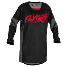 Fly Racing 2023 Kinetic Youth Khaos Jersey (zwart/rood/grijs jeugd medium)