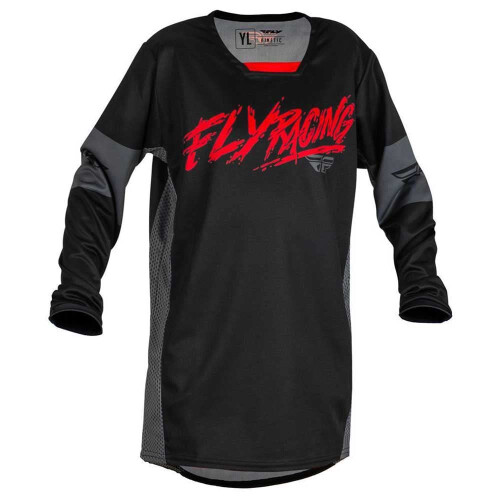 Fly Racing 2023 Kinetic Youth Khaos-tr?je (sort/r?d/gr? ungdomsmedium)