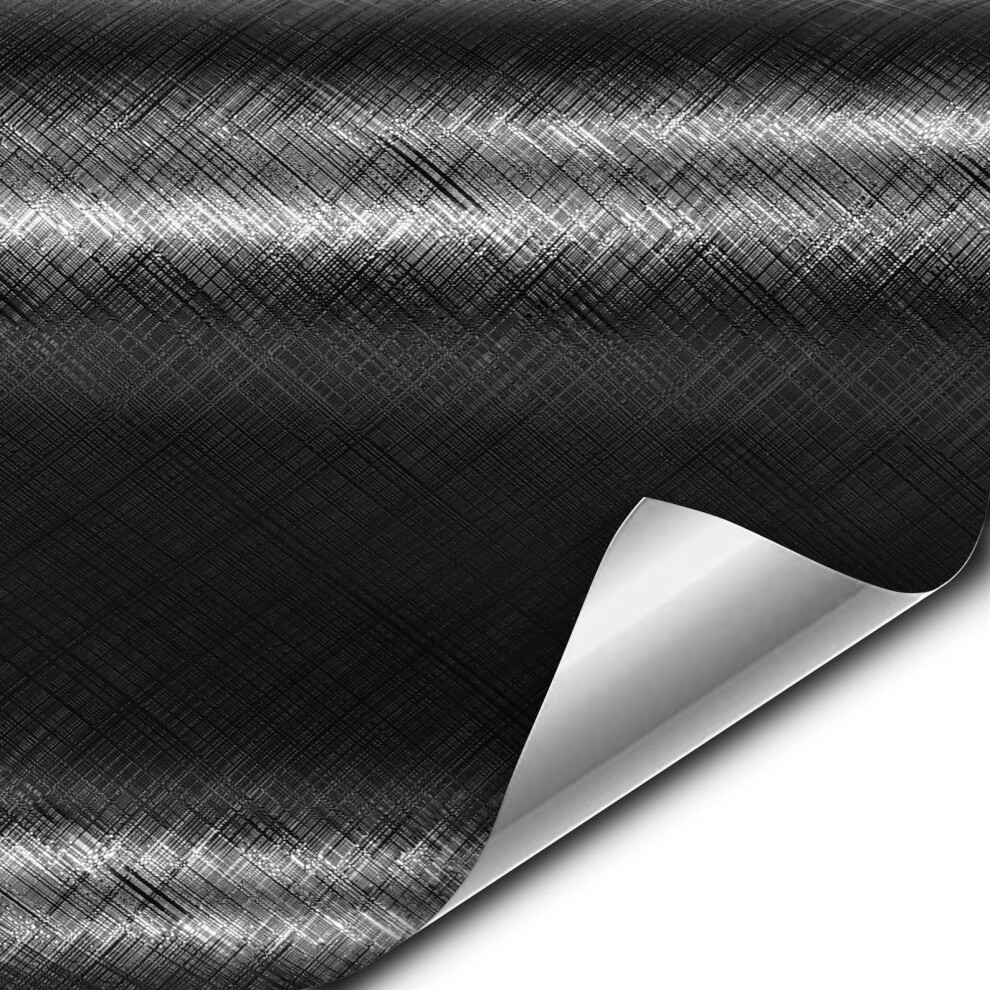 Vvivid Stealth Plaid Brushed Vinyl Car Wrap Roll 3Ft X 5Ft Black 628856049235