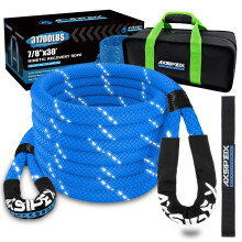 AXSIPEIX Corda di recupero cinetico da 7/8""? 30 piedi (31.700 libbre) Corda cinetica fuoristrada resistente per auto SUV ATV UTV (blu)