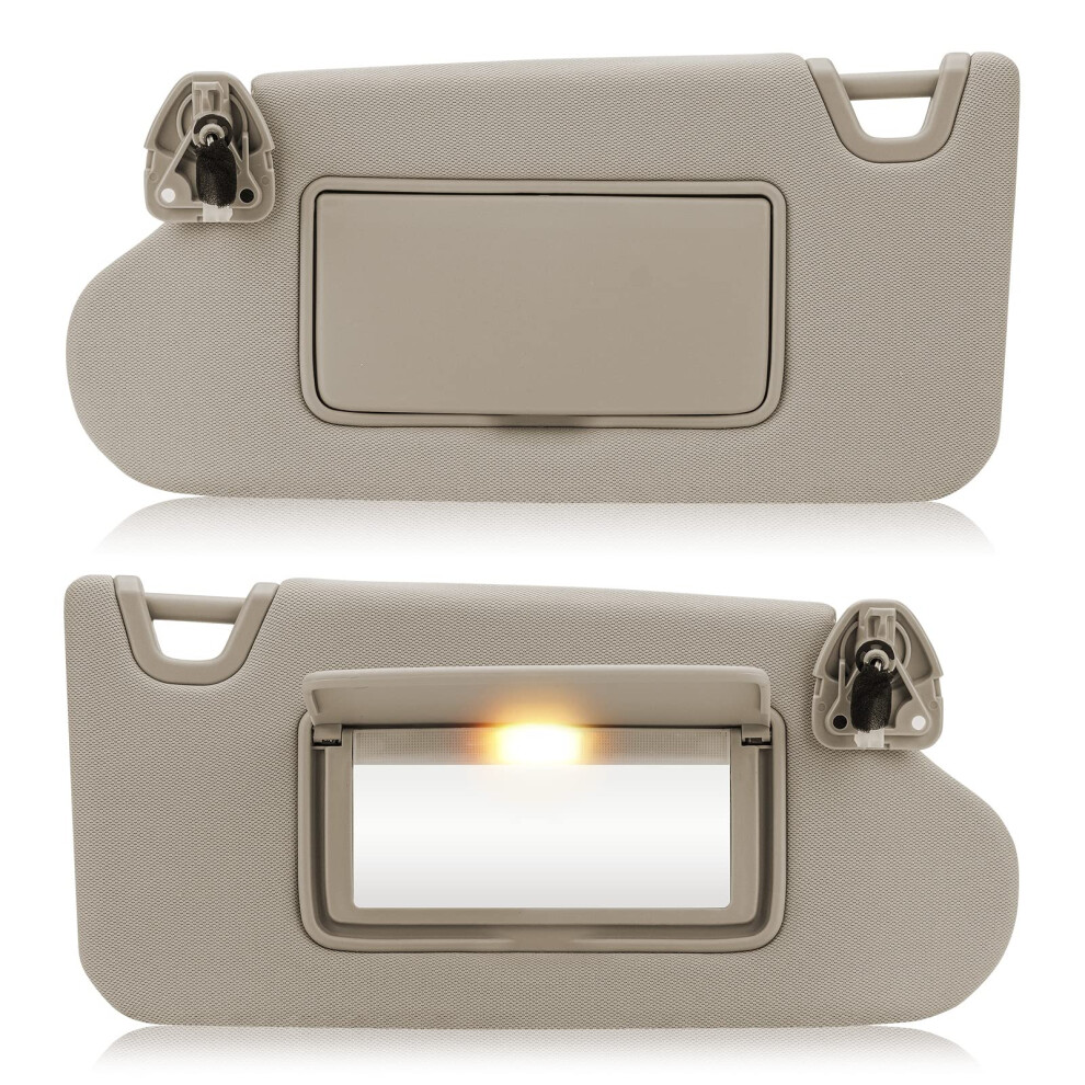 Left & Right Sun Visor With Vanity For 20132018 Nissan Altima Without Sunroof Driver & Passenger Side Sunvisor Replacement 964003Ta2 Light/Beige 786290505783