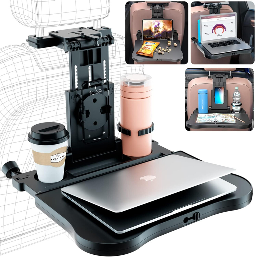 Car Back Seat Tray Table - Stable Foldable Auto Backseat Food Trays Desk For Rear Passenger Road Trip Eating & Work Multifunctional Adjustable Trave 768488839450