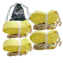 Yuoneiy Ratschengurte, Spanngurte, robust (4 Stück), 5,1 cm x 4,6 m x 2.400 kg, J-Haken-Frachtspanngurte für Motorrad, ATV, UTV, Anhänger