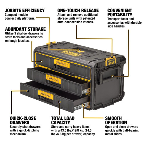 DeWalt DEWALT TOUGHSYSTEM 2.0 Tool Organizer and Storage 3 Drawer Unit (DWST08330) 1