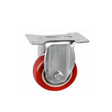3 Inch Red Directional Wheel with Double Shaft, Medium Duty Plastic Core, Quiet PVC Caster for Furniture and Equipment