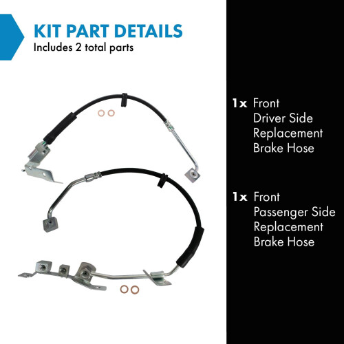 TRQ Front Brake Hose Set Compatible with 2002-2005 Dodge Ram 1500 1