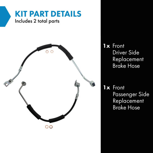 TRQ Front Brake Hose Set Compatible with 2002-2007 Jeep Liberty 1