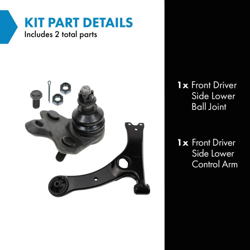 TRQ Front Left Lower Control Arm with Ball Joint Set Drivers Side Compatible with 2005-2010 Scion tC 1