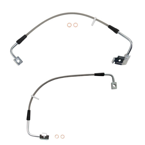 TRQ Front Performance Brake Hose Set Compatible with 2008-2010 Jeep Wrangler