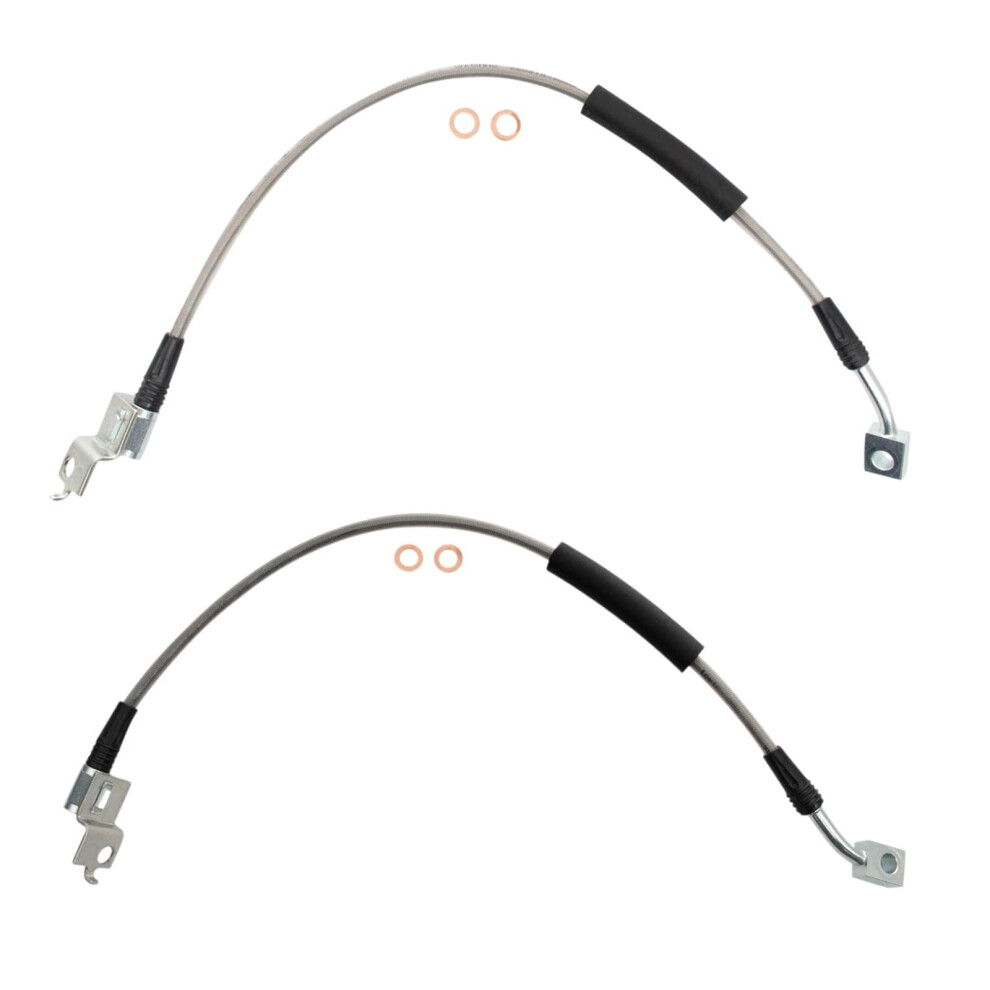 Trq Front Performance Brake Hose Set Compatible With 1990-2001 Jeep Cherokee 1990-1992 Comanche 1993-1998 Grand Cherokee 1993 Grand Wagoneer 1990 Wag 195591633451