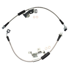 TRQ roestvrijstalen prestatie-voorremslang compatibel met 2007-2020 Cadillac 2007-2020 Chevrolet 2007-2020 GMC zilver