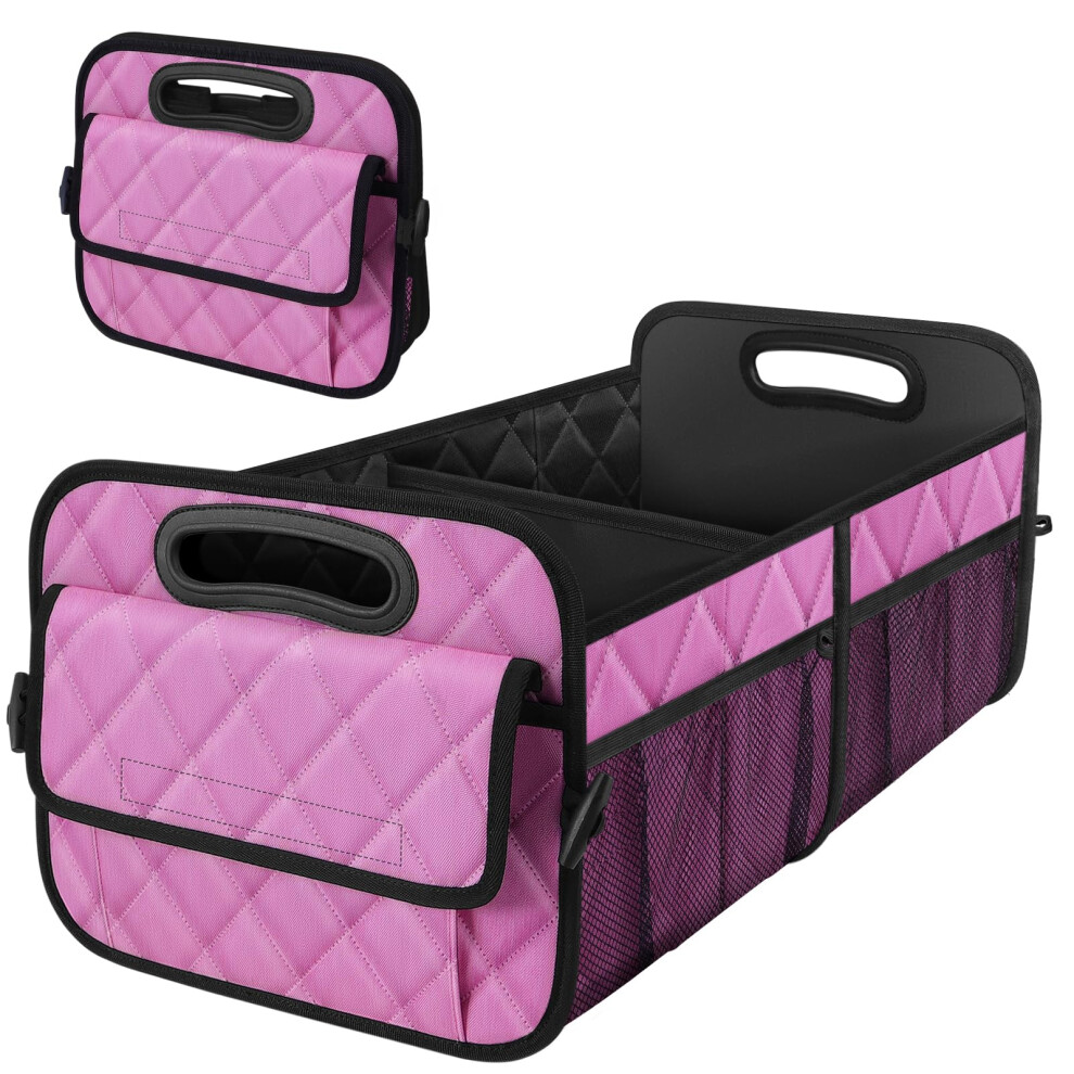 Deosk Car Trunk Organizer For Suv - 50L Waterproof Polyester Storage With 6 Big Pockets Accessories For Women/Men (Medium ) Pink 735280752430