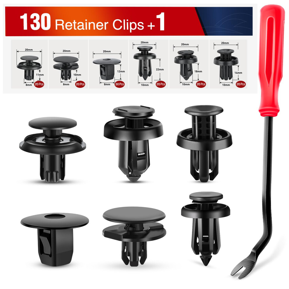 Nilight 131 Pcs Front Fender Retainer - Nylon Compatible With Honda Acura Accord Civic Odyssey Cr-V 840323910309