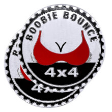 2 STK Booble Bounce Badge Vurderet Bilemblem 4 x 4 Metal Automotive Badge 3D Runde Metal Bil Badges Emblemer Bil Badge Decals Klisterm?rker Kompa