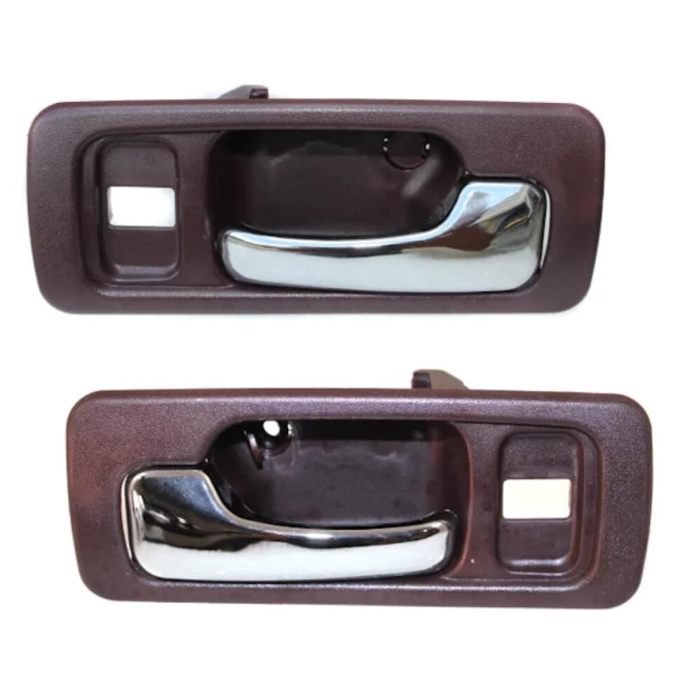 For Honda Accord 1990-1993 Door Handle Driver And Passenger Side Pair Front Interior Bezel W/ Chrome Lever W/ Door Lock Hole All Submodels Sedan Red 197951732842