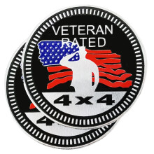 2 STK Veteran Badge Vurderet Bilemblem 4 x 4 Metal Automotive Badge 3D Runde Metal Bil Badges Emblemer Bil Badge Decals Klisterm?rker Kompatible
