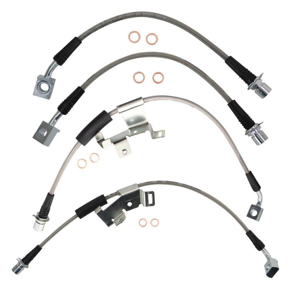 Trq Front And Rear Performance Brake Hose Set Compatible With 2007-2014 Cadillac Escalade 2007-2013 Escalade Esv Escalade Ext Chevrolet Avalanche Sub 195591640671