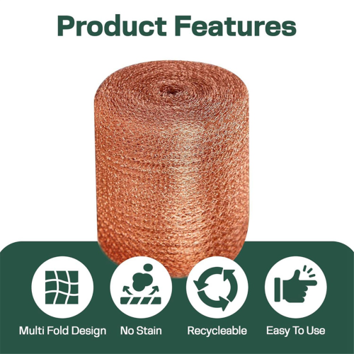 Copper Mesh Rodent Control Kit 5In x 35ft Rustproof Wool Blend 2