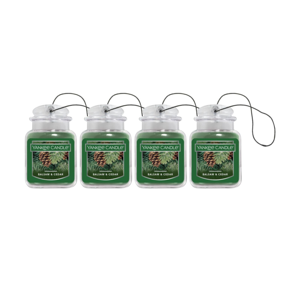 Yankee Candle Odswiezacze Powietrza Do Samochodu Wiszacy Sloik Do Samochodu Ultimate Neutralizuje Zapachy Do 30 Dni Balsam I Cedr 0,96 Uncji (4 Sztuk-image