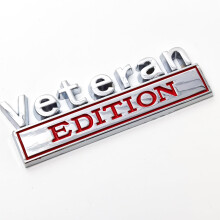 Veteran Edition Emblem Bil Decals Pensioneret Soldier 3D Metal Materiale Sticker Veteran Letters Raised Metal Fender Decal Bil Badges 2 STK (slv