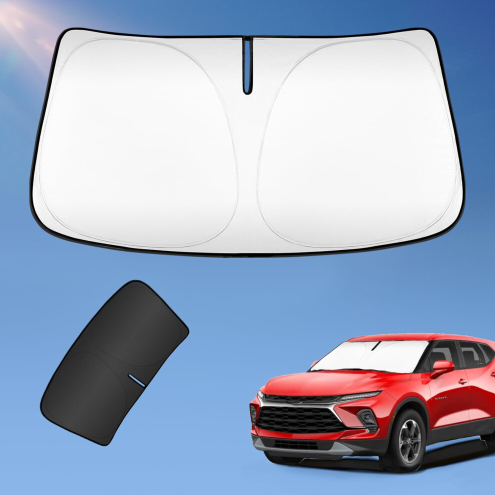 Sun Shade Sunshade For Chevrolet Blazer 2019-2024 Windshield Cover (Not For Ev) 2-Layers Sun Shield For Chevy Blazer 240T Coating Sun Visor Fo Silver 768561829767