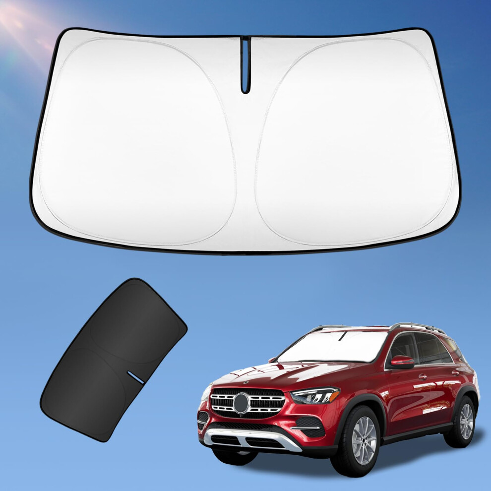 Sun Shade Sunshade Compatible With Mercedes Benz Gle Class 2020-2025 Windshield Cover 2-Layers Sun Shield For Gle 450 Gle 350 240T Coating Su Silver 768561829866