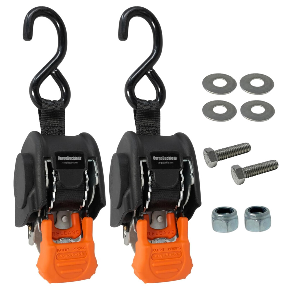 Cargobuckle Mini G3 Retractable Ratchet Straps 1400 Lbs Break Strength 1-Inch Width X 6 Ft Reach Self Retracting Ratchet Straps For Trailers Toy 079111203747
