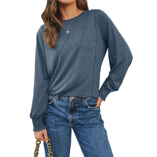 Womens Long Sleeve Tops Blue L 2