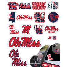 Ole Miss Stickers (14-delig) Ole Miss Rebels Cadeaus voor mannen Voetbalfans voor auto Laptop Waterfles + 2 grote Mississippi Autostickers 10 Waterfl