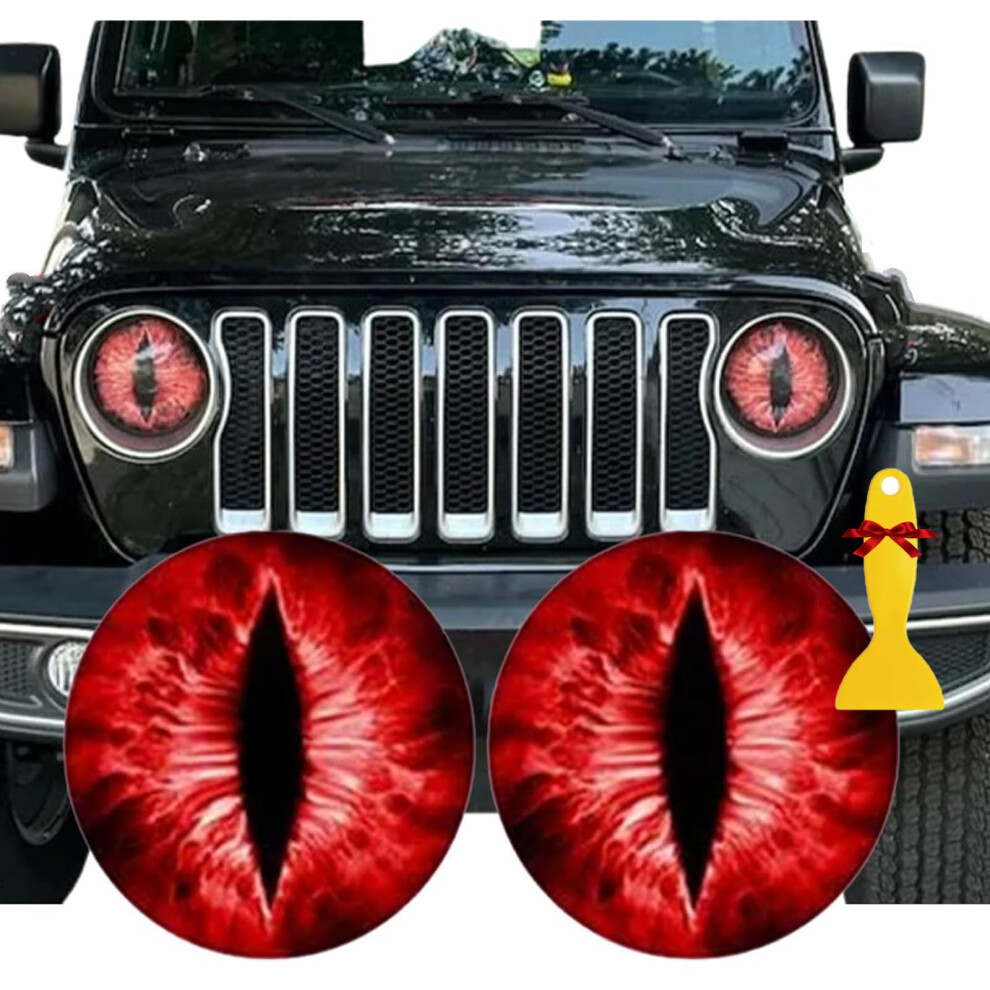 Beast Eyes Headlight Decals Pair Eyes Decal For Jeep Headlights Round Headlight Decal 3D Stereo Eyes Headlight Decal Stickers Funny Decals For Tru 7437845467386