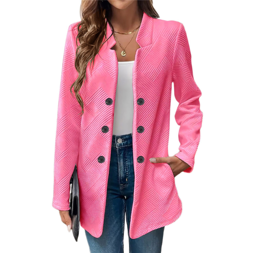 Women's Stand Collar Jacket Rose Red M 1