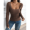 Square Neck Ribbed Knit Basic Teen Brown XL 9