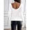 Square Neck Ribbed Knit Basic Teen White S 9