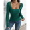 Square Neck Ribbed Knit Basic Teen Green XS 8