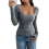 Square Neck Ribbed Knit Basic Teen Grey XXL 4