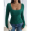 Square Neck Ribbed Knit Basic Teen Green XS 7