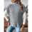 Womens Cap Sleeves Turtle-neck Sweater Grey One size 9
