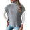 Womens Cap Sleeves Turtle-neck Sweater Grey One size 2