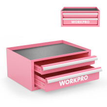 WORKPRO 12.5Mini bote outils avec 2 tiroirs et 1 rangement ouvert sur le dessus, petit coffre outils en mtal avec doublures en PVC et patin