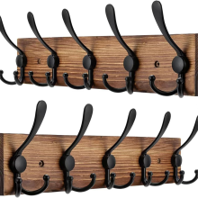 2 Pack Coat Rack Wall Mount 16.8" Rustic Hat Hooks