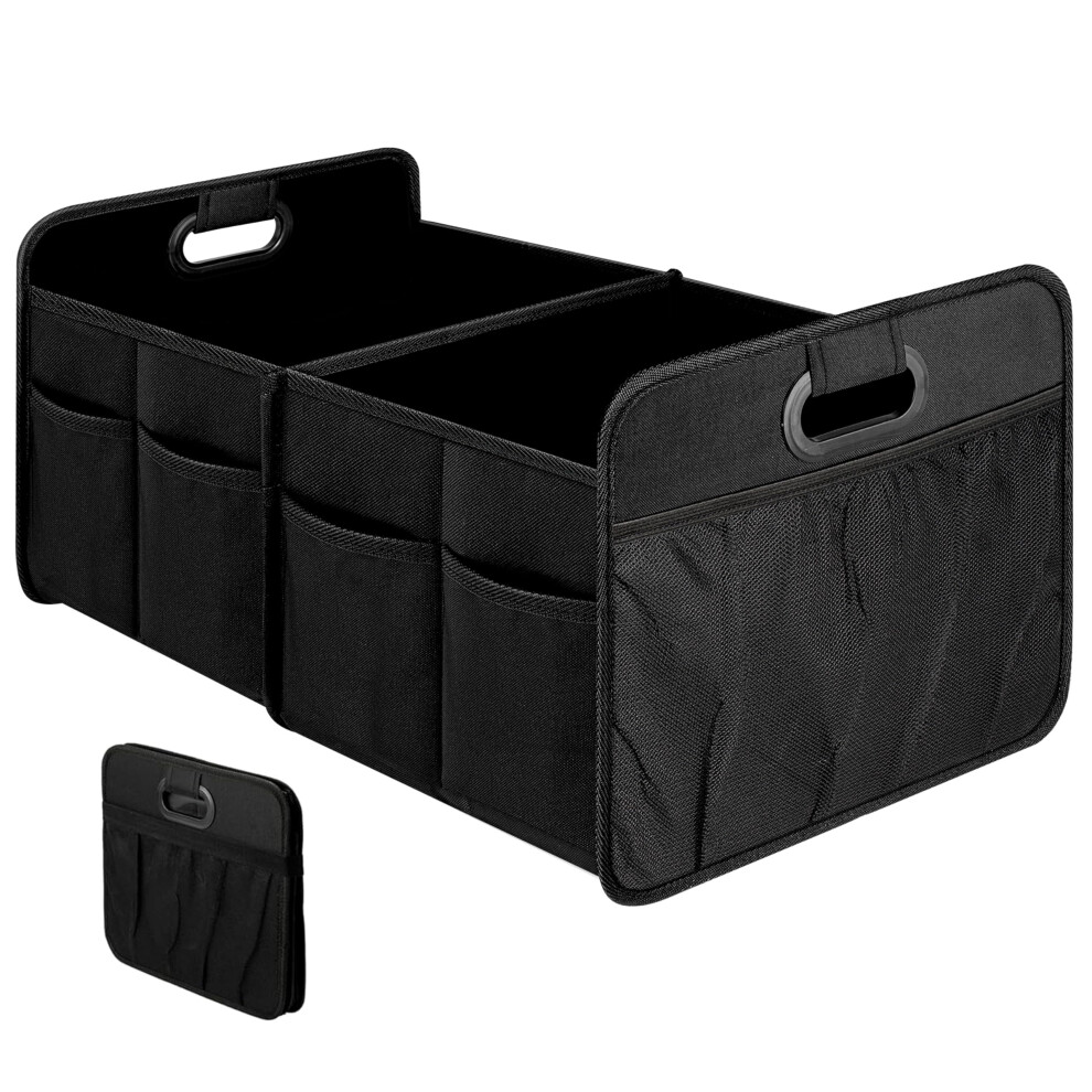 Simple Deluxe 2 Compartments Trunk Organizer For Car/Suv Collapsible 600D Waterproof Oxford Polyester 50L Storage Box Anti-Slip & Leak-Proof Multi 198401025583