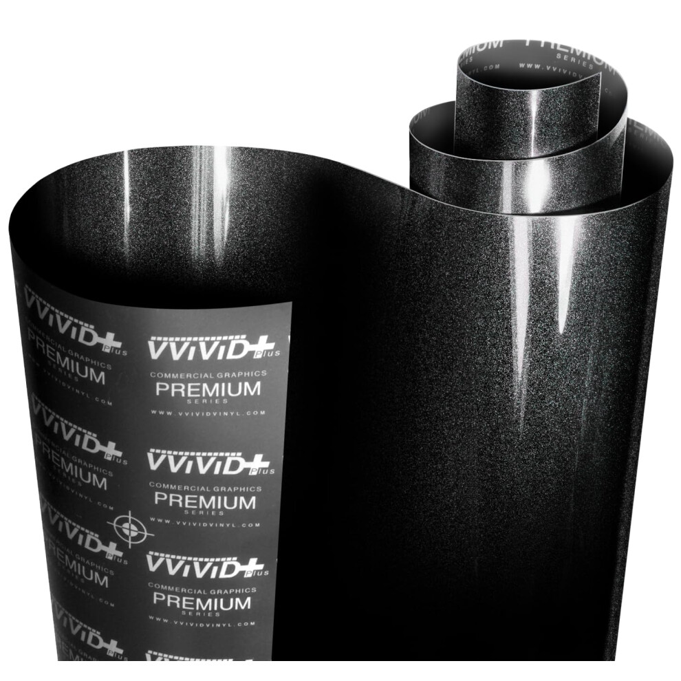 Vvivid+ Ultra Gloss Metallic Diamond Crystal Vinyl Car Wrap (3Ft X 5Ft) Black 628856176627
